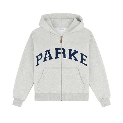 Parke-OG Varsity Zip Up Hoodie - Classic Grey + Denim
