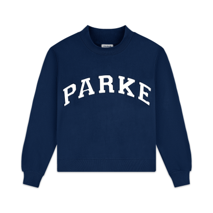 Parke-Varsity Mockneck - Denim + White